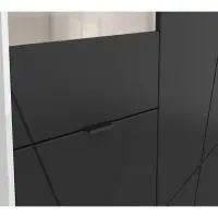 Vitrina Forn 94 cm con 3 puertas blanco brillo/negro mate