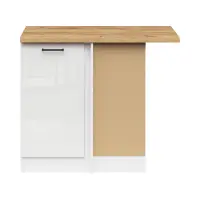 Armario de cocina inferior de rincón Junona Line derecho brillo tiza con encimera para rincón 100x60 cm
