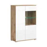 Vitrina Zele 90 cm con 2 puertas roble wotan/blanco brillo