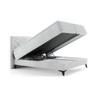 Cama continental Zalea 160x200 con almacenamiento gris