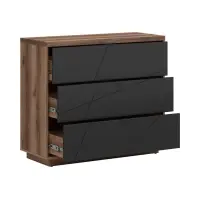 Cómoda Forn 106 cm con 3 cajones roble delano oscuro/negro mate