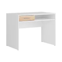 Escritorio Nepo Plus 100 cm con cajón y estante blanco/roble sonoma