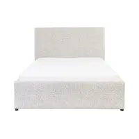 Cama tapizada Tripo 140x200 con somier y arcón beige