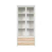 Vitrina Kaspian 90 cm con 2 puertas y 2 cajones blanco/roble sonoma