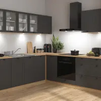 Conjunto de cocina de esquina Junona Line 220x240 grafito sin encimera