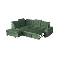 Sofá rinconera izquierdo Aragon extensible con reposacabezas y asiento ajustables verde