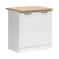 Mueble bajo de cocina Junona Line 80 cm brillo tiza con encimera