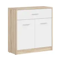 Cómoda Nepo Plus 80 cm con 2 puertas y un cajón roble sonoma/blanco