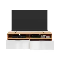 Mueble tv Zele con 2 cajones roble artisan/blanco brillo
