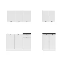 Conjunto de cocina Junona Line A 180 cm blanco con encimera