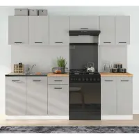 Кухонный комплект Junona Line 240 см светло-серый глянец без столешницы