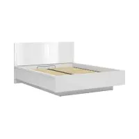 Conjunto cama Forn blanco brillo con somier y colchón Mimas 160x200