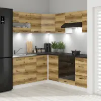 Conjunto de cocina de esquina Junona Line 180x200 roble delano claro sin encimera