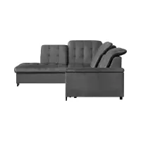 Sofá rinconera izquierdo Aragon extensible con reposacabezas y asiento regulables gris