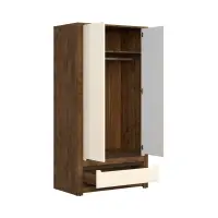 Armario de dos puertas Ruso 104 cm con cajón roble april/brillo perla