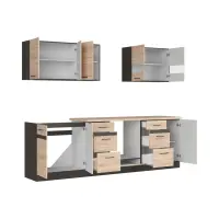 Conjunto de cocina Junona Line 260 cm roble sonoma con encimera