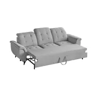 Sofá de tres plazas Doria convertible de terciopelo gris