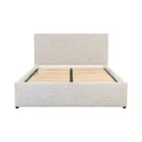 Cama tapizada Tripo 160x200 con somier y arcón beige