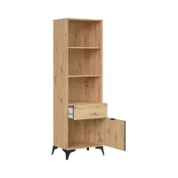 Estantería Lamea 60 cm con puerta, cajón y 3 estantes roble artisan