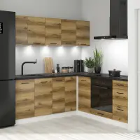 Conjunto de cocina de esquina Junona Line 200x200 roble delano claro sin encimera