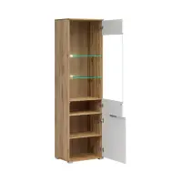 Витрина Zele 56 см с 2 дверцами дуб вотан/белый глянец