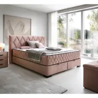 Континентальная кровать Reve 180x200 с ящиком розовая