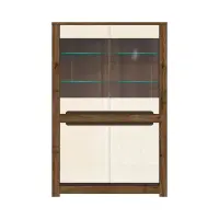 Vitrina Ruso 104 cm con 4 puertas roble april/brillo perlado