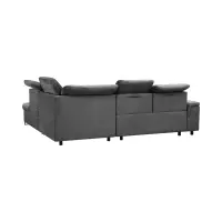 Sofá rinconera derecho Aragon convertible con reposacabezas y asiento regulables gris