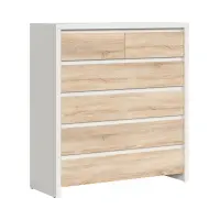 Cómoda Kaspian 105 cm con 6 cajones blanco/roble sonoma