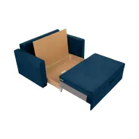 Sofá de dos plazas Bunio III convertible con arcón azul