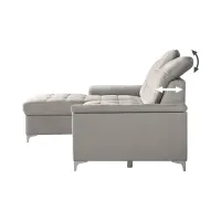 Sofá rinconero izquierdo Ariado convertible con contenedor de terciopelo beige