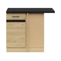Armario de cocina inferior de esquina Junona Line derecho roble bernstein con encimera para rincón de 100x60 cm