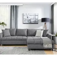 Sofá rinconera universal Twist New desplegable con arcón gris