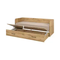 Cama extensible Tetrix roble wotan 80-160x200 con contenedor, colchón y cojines beige