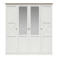 Armario de cuatro puertas Frija 203 cm con espejo pino andersen blanco