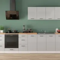 Кухонний гарнітур Junona Line 300 см світло-сірий глянець