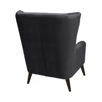 Sillón orejero Casey de terciopelo negro