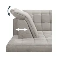 Sofá rinconera izquierdo Aragon extensible con reposacabezas y asiento ajustable beige