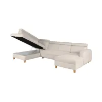 Угловой диван левосторонний Saragossa раскладной шенилловый бежевый