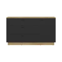 Cómoda Zenda 150 cm con puertas y 3 cajones roble waterford/negro