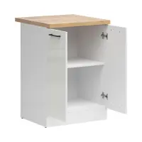 Mueble de cocina inferior Junona Line 60 cm brillo tiza con encimera