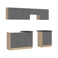 Conjunto de cocina Junona Line 240 cm grafito con encimera