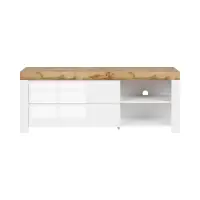 Mueble RTV Holten 156 cm con 2 cajones blanco brillo