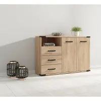 Cómoda Lara 130 cm con 2 puertas 3 cajones y estante fresno belarus