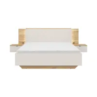 Cama Glamour 160x200 con contenedor y somier cachemira/roble mauvella