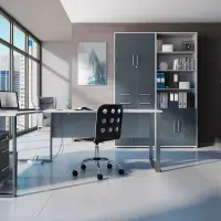 Armario de dos puertas Office Lux 79 cm gris claro/grafito cristal