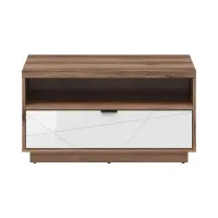 Mesa de centro Forn 90x60 con cajón roble delano oscuro/blanco brillo