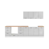 Кухонный гарнитур Junona Line 300 см светло-серый глянец со столешницей