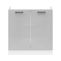 Mueble de cocina bajo fregadero Junona Line 80 cm gris claro brillo