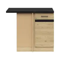 Mueble de cocina bajo de esquina Junona Line izquierdo roble bernstein con encimera ocupa rincón 100x60 cm
